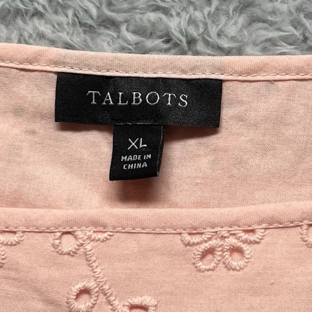 Talbots Floral Embroidedery Eyelet Square Neck Top Womens XL Peach Cotton Casual - Picture 7 of 10